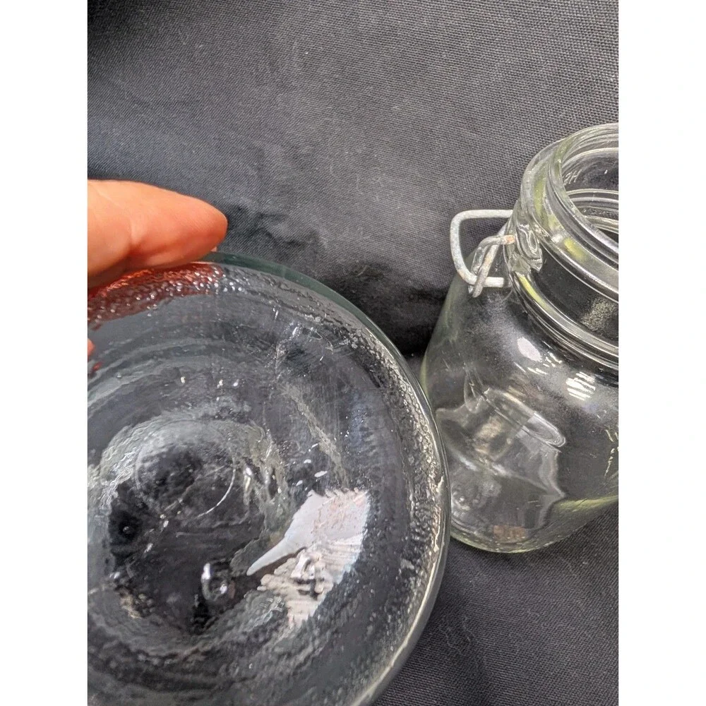 Atlas E-Z Seal Quart Canning Jars Wire Bail Glass Lids Vintage Lot of 2
